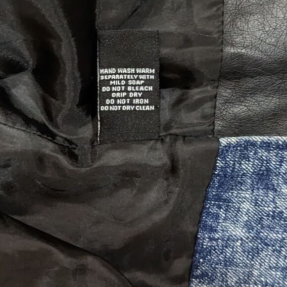 New Look Denim & Vegan Leather Moto Jacket. Size Small. - Picture 5 of 5